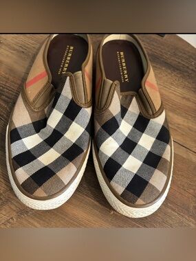 Burberry Gauden Check Canvas Slip‑On Sneakers EU 40 / US 9.5 House Check